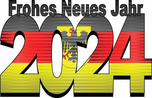 Vector illustration of Happy New Year 2024 with Germany flag inside