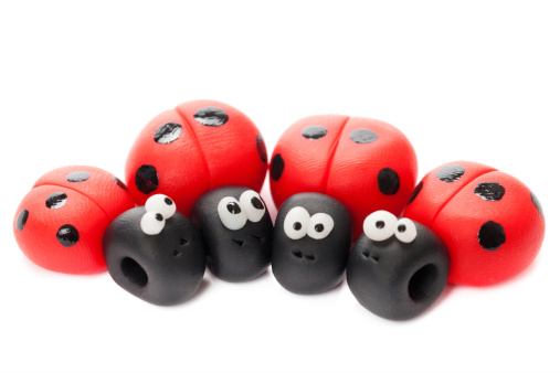Ladybirds made of polymer clay