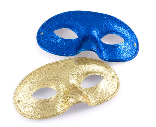 istock Blue and gold glitter face masks on a white background. 171325770