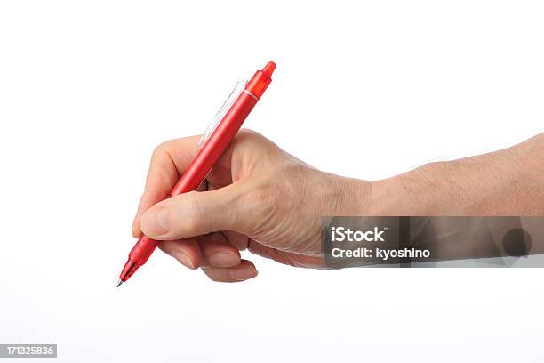 書面に赤ペンボールポイントに白背景 - ペンのストックフォトや画像を多数ご用意 - ペン, 手書き文字, 人間の手