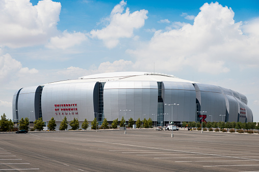 Nizhny Novgorod Football Stadium in Nizhny Novgorod,  on a sunny day