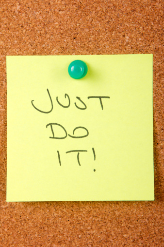 Just do it message in yellow sticky note