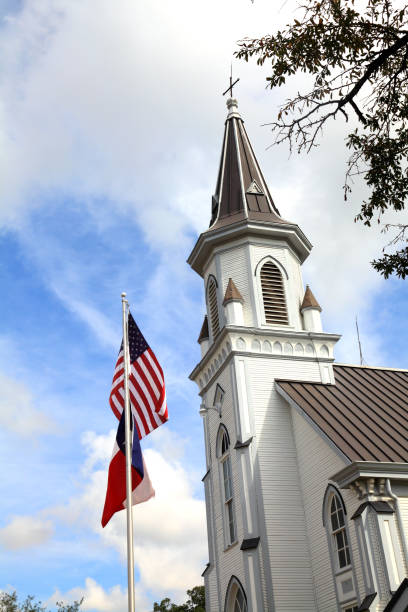 istock Church Steeple and Flags on Blue Sky 171326380