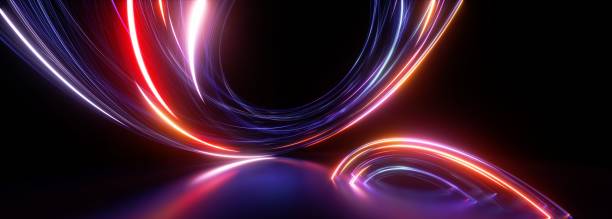 istock 3d render. Abstract neon background. Colorful lines glowing in the dark 1713267356