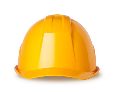 Yellow hard hat on white with clipping path