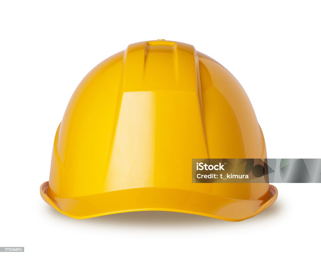 Yellow hard hat on white with clipping path Construction Helmet with Clipping Paths. Hardhat Stock Photo