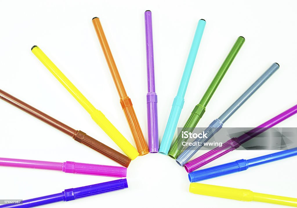 Ułożone kolorowy Filc długopisy - Zbiór zdjęć royalty-free (Aranżować)