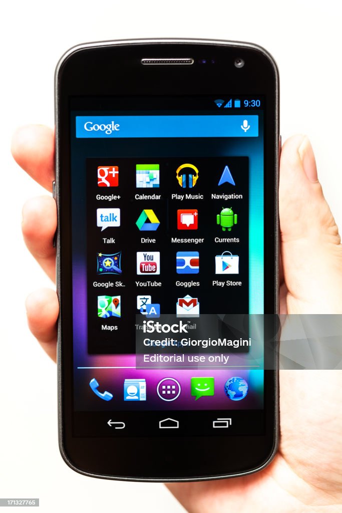 Google aplicativos no Samsung Galaxy Nexus com Android de jujubas - Foto de stock de Aplicação móvel royalty-free