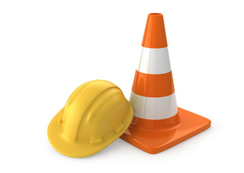 hardhat and traffic cone.