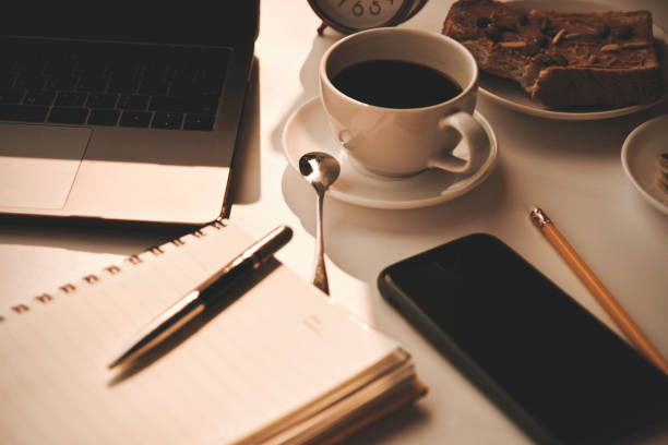 istock Coffee cup hot and using laptop working in the morning 1713279353
