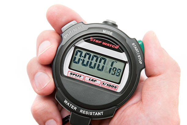 Digital Stopwatch Hand holding a digital stopwatch. stopwatch photos stock pictures, royalty-free photos & images