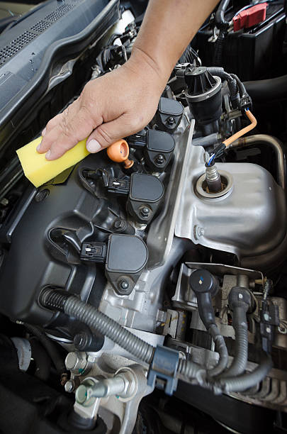 istock Washing the Car and inspect engine compartment for trouble 171328559