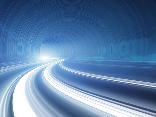 Abstract Speed motion in highway tunnel stock photo