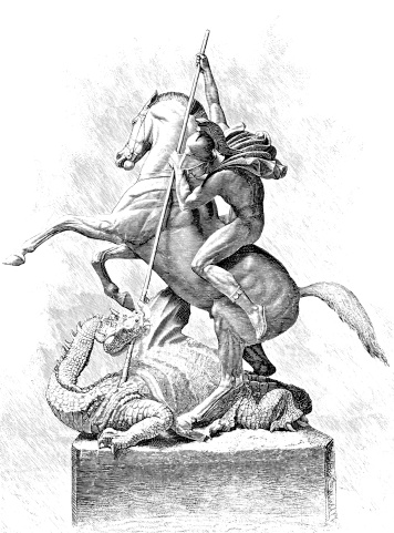 St. George and the Dragon , original artwork by Joseph Edgar Boehm, R.A.