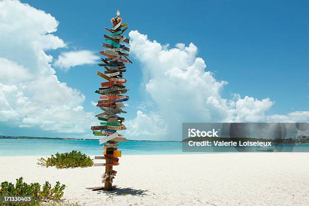 Directional Signs On Stocking Island Stock Photo - Download Image Now - Bahamas, Exuma, Beach