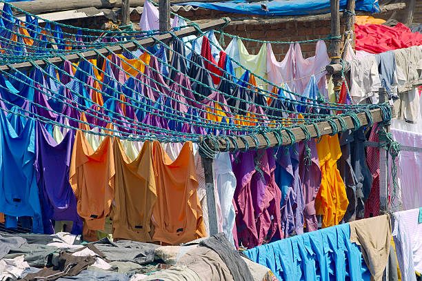 Clothes put to dry at Dhobi Ghat, the world's largest outdoor laundry. Here, 4,000 members of the Dhobi caste work night and day in order to guarantee an essential service to Mumbai's 15 million inhabitants.