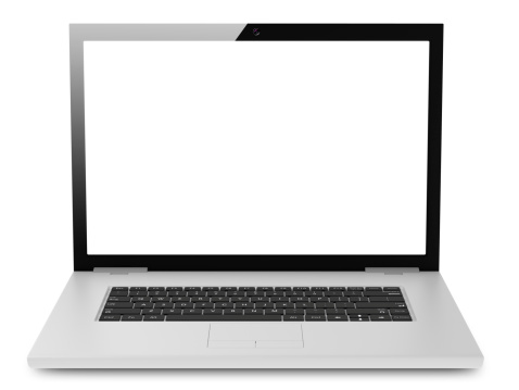 silvery laptop on white,3D rendering high quality.