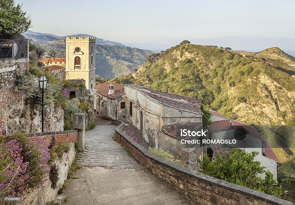 Church of St. Nicolò tower in Savoca, Sicily Italy "Church of St. NicolA tower in Savoca, Sicily Italy-MORE images from Sicily:" Sicily Stock Photo
