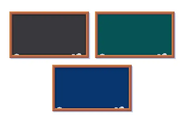 Vector illustration of School chalkboards on the wall in blue, green and black