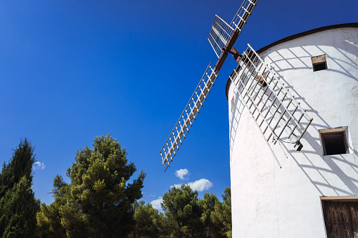 Old mill from La Mancha, moved by the wind, to crush cereal.