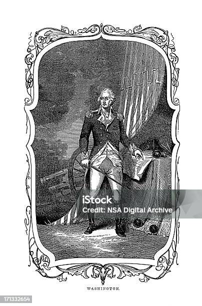 Portrait Of George Washington First Us President Historic American Illustrations Stock Illustration - Download Image Now