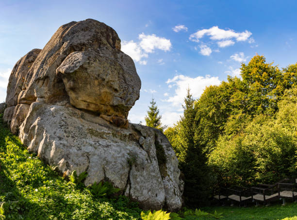 Tustan fortress - archeological and natural monument of national significance in  Urych, Ukraine