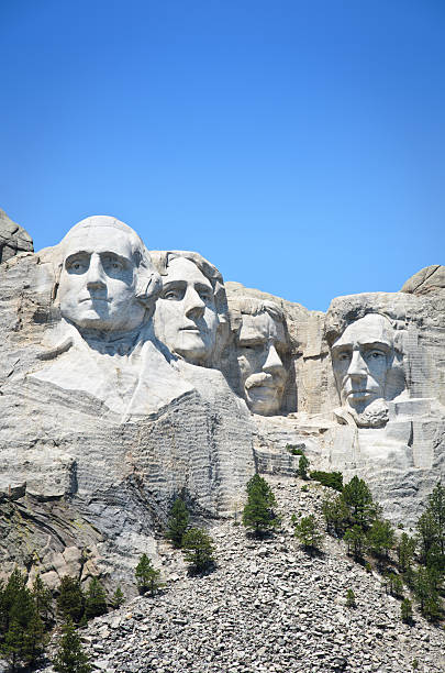 Mount Rushmore "Mount Rushmore in the distance, copy space" theodore roosevelt us president stock pictures, royalty-free photos & images