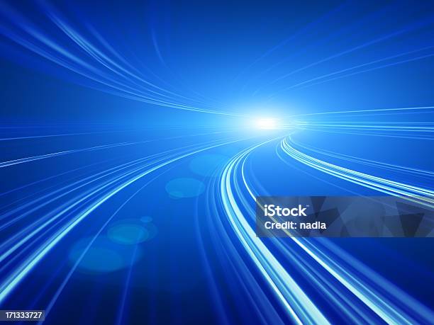 Abstract Speed Motion In Highway Tunnel Stock Photo - Download Image Now - Light - Natural Phenomenon, Lighting Equipment, Blue