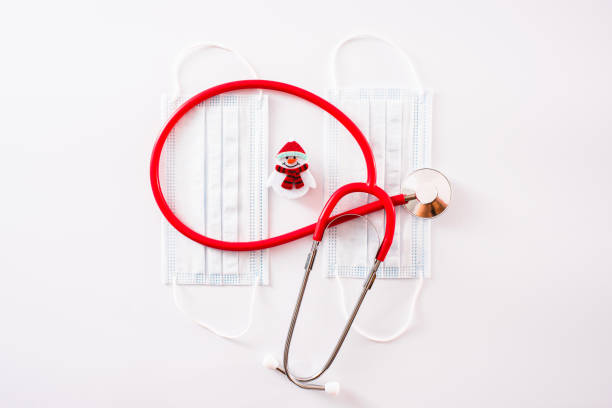 istock Sanitary masks and Christmas decorations for Christmas 2020. 1713339512