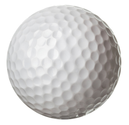 3D Rendering: a white golf ball on a tee and green grass. ready for a shot. sports background concept. the texture of the golf ball with the blue sky background.