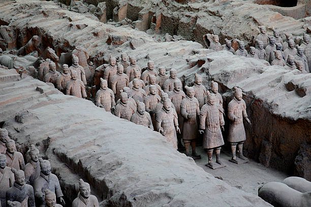 china terracota warriors - terracotta power famous place chinese culture fotografías e imágenes de stock