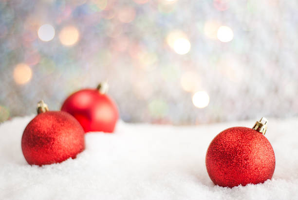 istock Red Christmas Balls in Snow 171334537