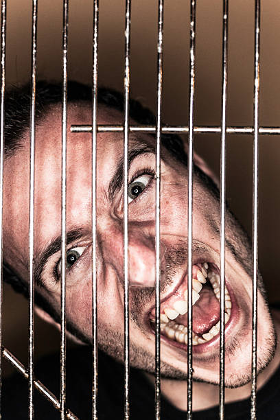 istock Man Screming behind Metal Grate 171334652