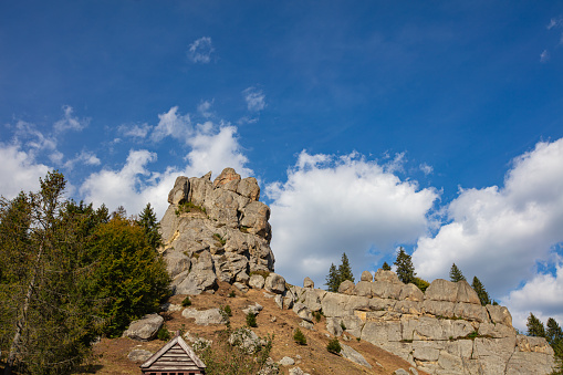 Tustan fortress - archeological and natural monument of national significance in  Urych, Ukraine