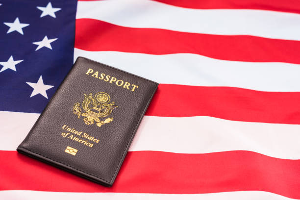 istock American passport on flag. 1713348954