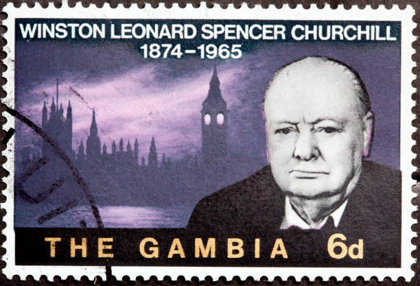 Sir Winston Churchill Sir Winston ChurchillFeatured on a Stamp from Gambia winston churchill prime minister stock pictures, royalty-free photos & images