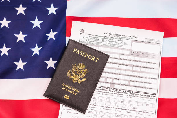 istock American passport on flag. 1713354402