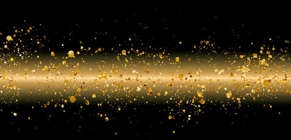 golden shining horizontal line and spreading nuggets