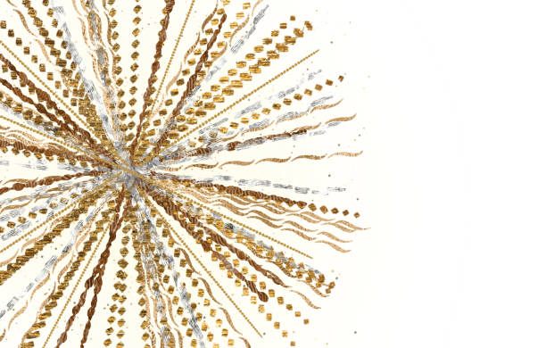 gold and silver shining sun, copy space, white background