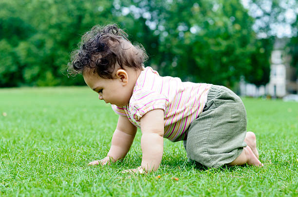 istock Baby Girl ( 8 months old ) Crawling On Grass 171335701