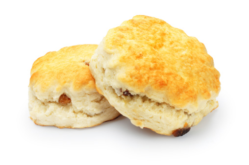 Two uncut scones isolated on white.
