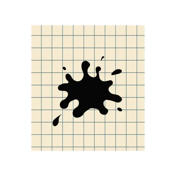 Vector illustration of Ink splash on paper sheet.