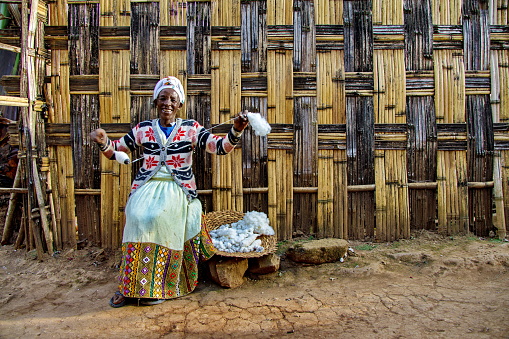 Godefouma village, Ivory Coast-appril 10-2022: Godefouma dances are a tribute to nature. Men dress up as different animals to worship nature.