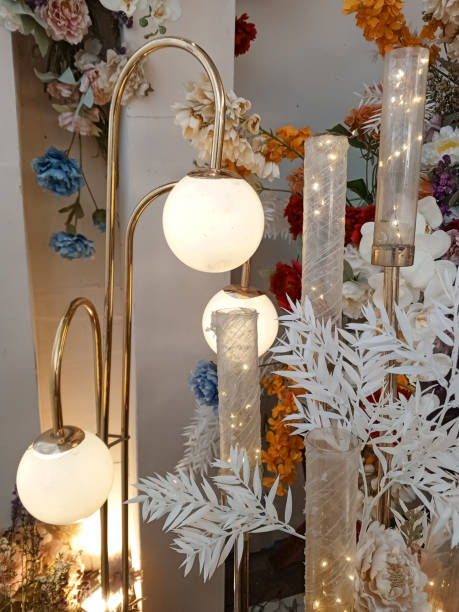 istock Close up white lamps with warm rustic decoration ornaments 1713365391
