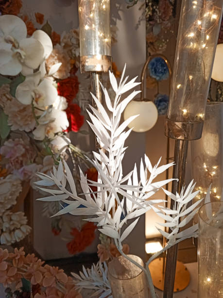istock Close up white flower with warm rustic decoration ornaments 1713365922