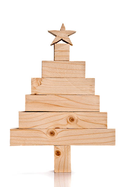 istock Stacked lumbers in the shape of a christmas tree 171337129