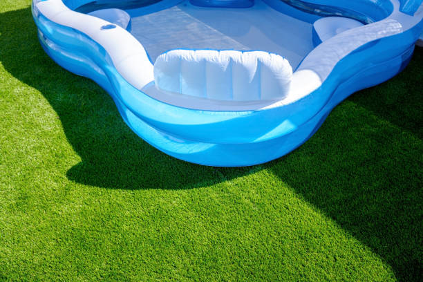 istock A small fillable plastic, rubber pool in an outdoor garden. 1713372367