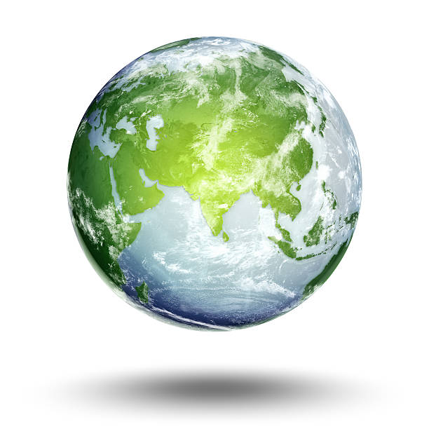 Earth - Eastern Hemisphere A blue and green 3D Rendering of Earth with Clipping Path eastern hemisphere stock pictures, royalty-free photos & images