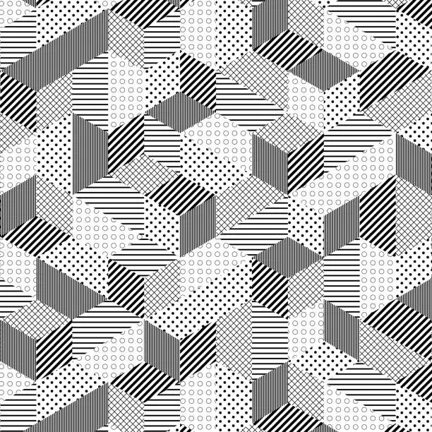 Vector illustration of A collection of rhombuses each showcasing different patterns, creating a visually diverse and geometrically rich design.