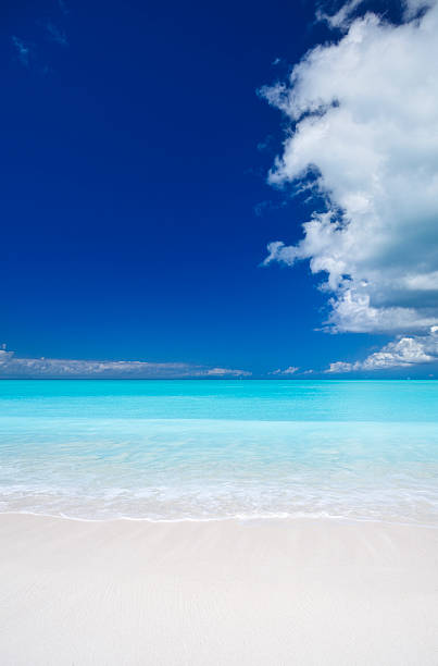 istock Clean White Caribbean Beach With Blue Sky And Clouds 171339828